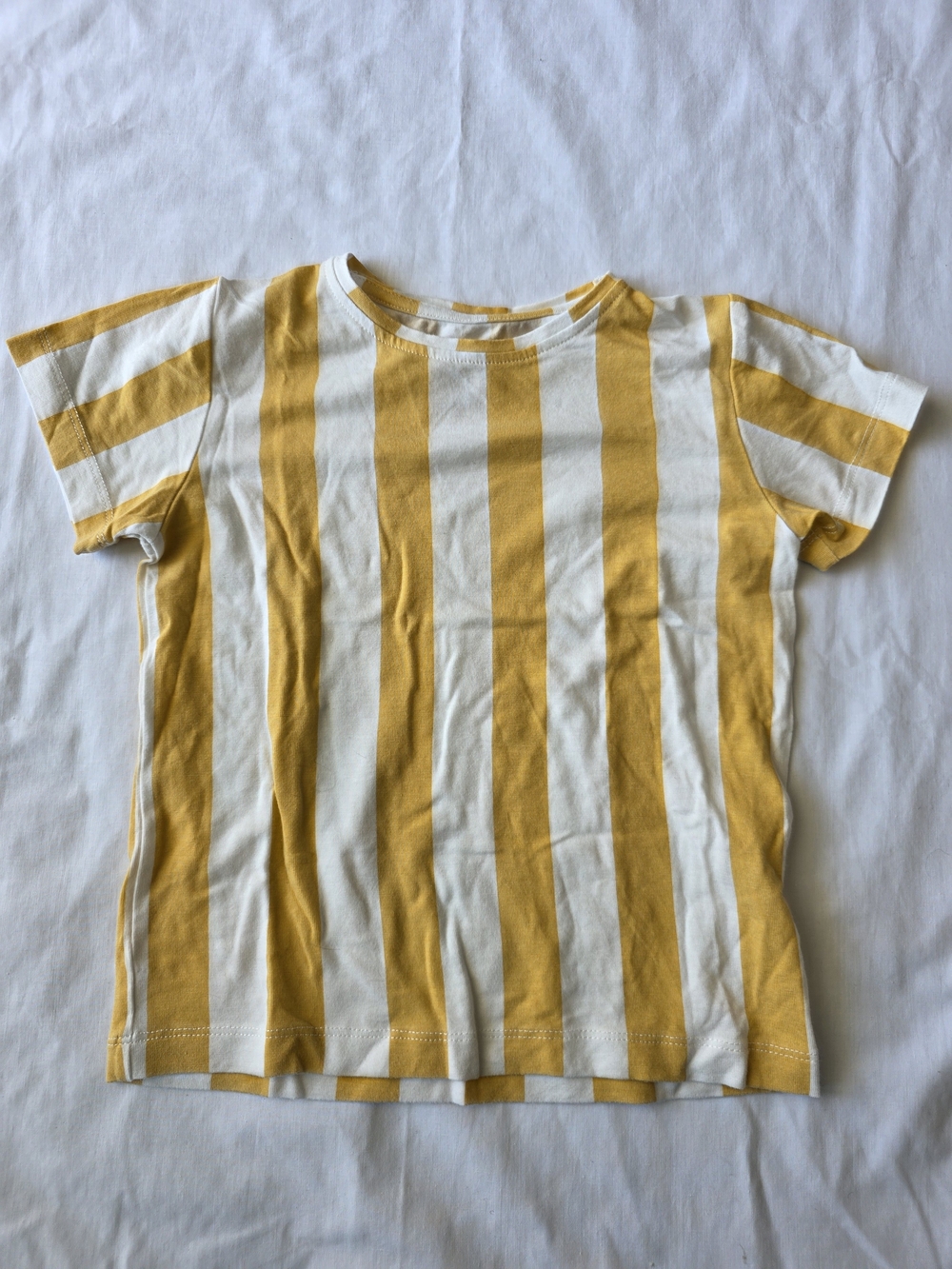 Kids Yellow & White Striped Short Sleeve Tee